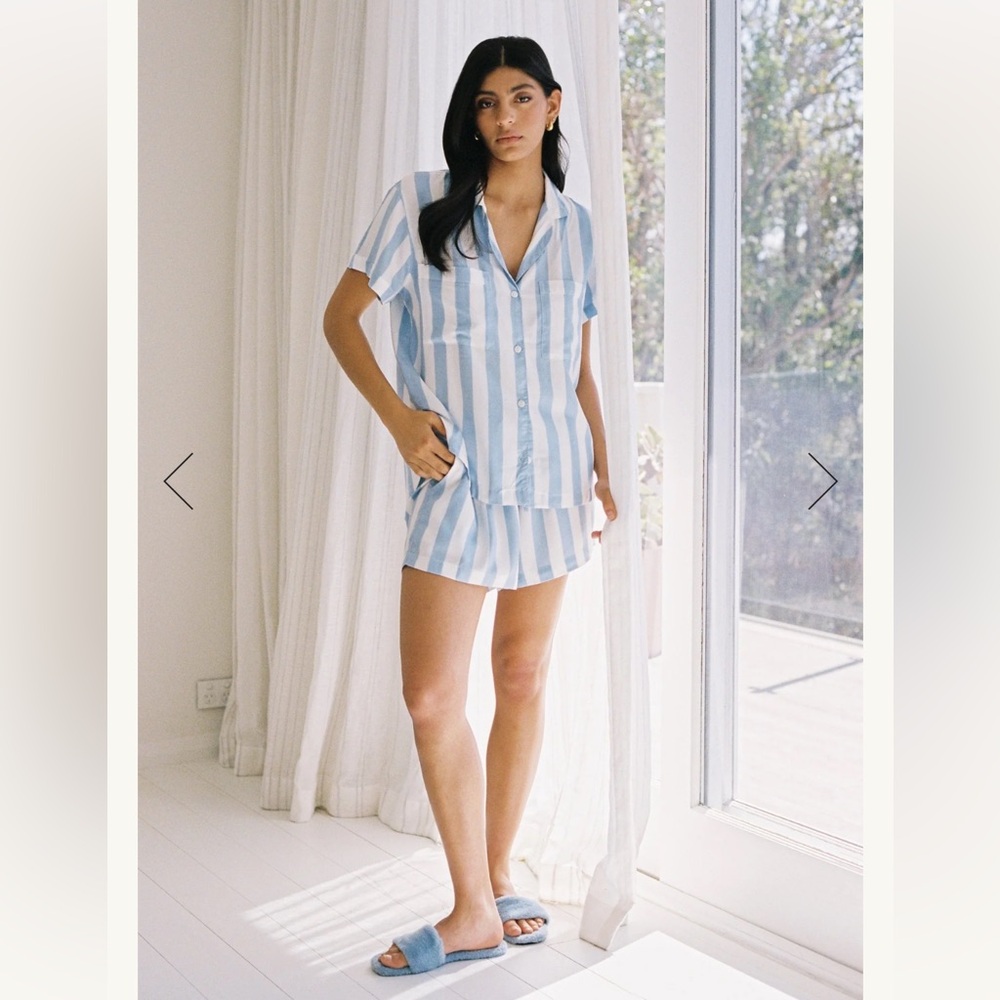 Piyama Abigail Sleep Set - Blue Stripe - M